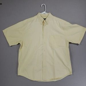 Eddie Bauer Shirt Mens L Yellow Short Sleeve Button Down Cotton Vintage
